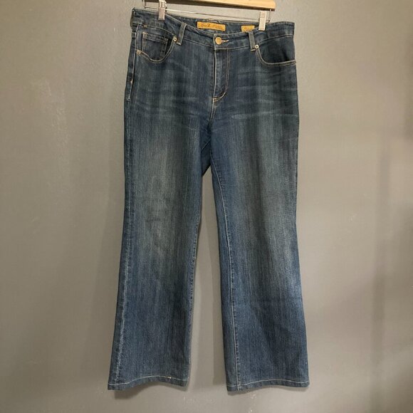 Seven 7 Womens Jeans 12/31 Flare Medium Wash Mid Rise Stretch Denim Blue - Picture 1 of 8